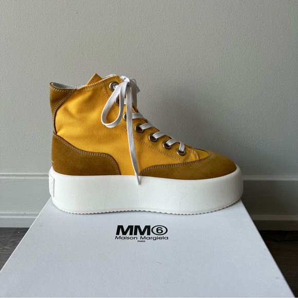 Maison Margiela MM6 high top yellow canvas sneakers - Picture 5 of 9
